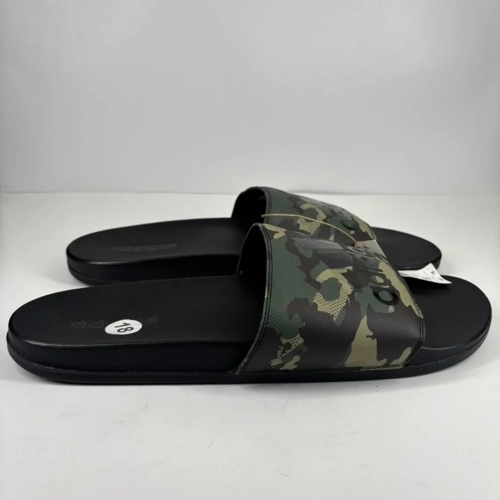 Adidas‎ Adilette Men's US 18 Camouflage Cloudfoam Slip-On Comfort Slide Sandals